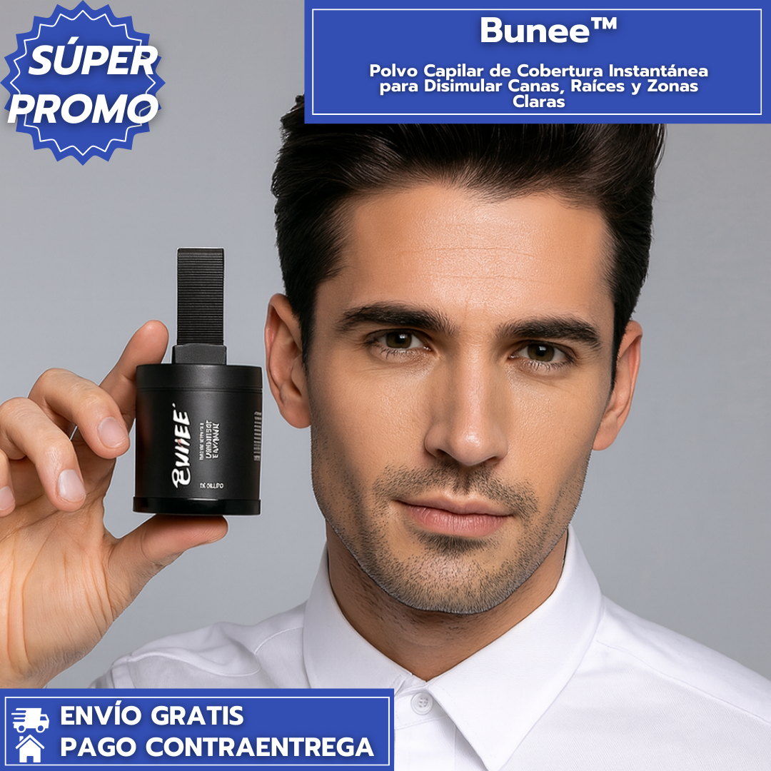 Bunee™ : Polvo Capilar de Cobertura Instantánea para Disimular Canas, Raíces y Zonas Claras
