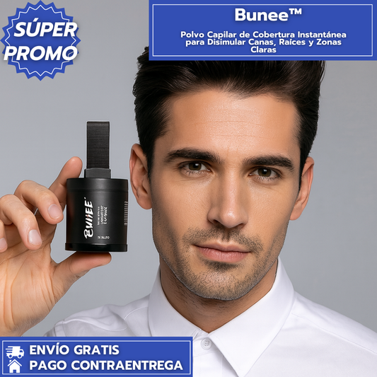 Bunee™ : Polvo Capilar de Cobertura Instantánea para Disimular Canas, Raíces y Zonas Claras