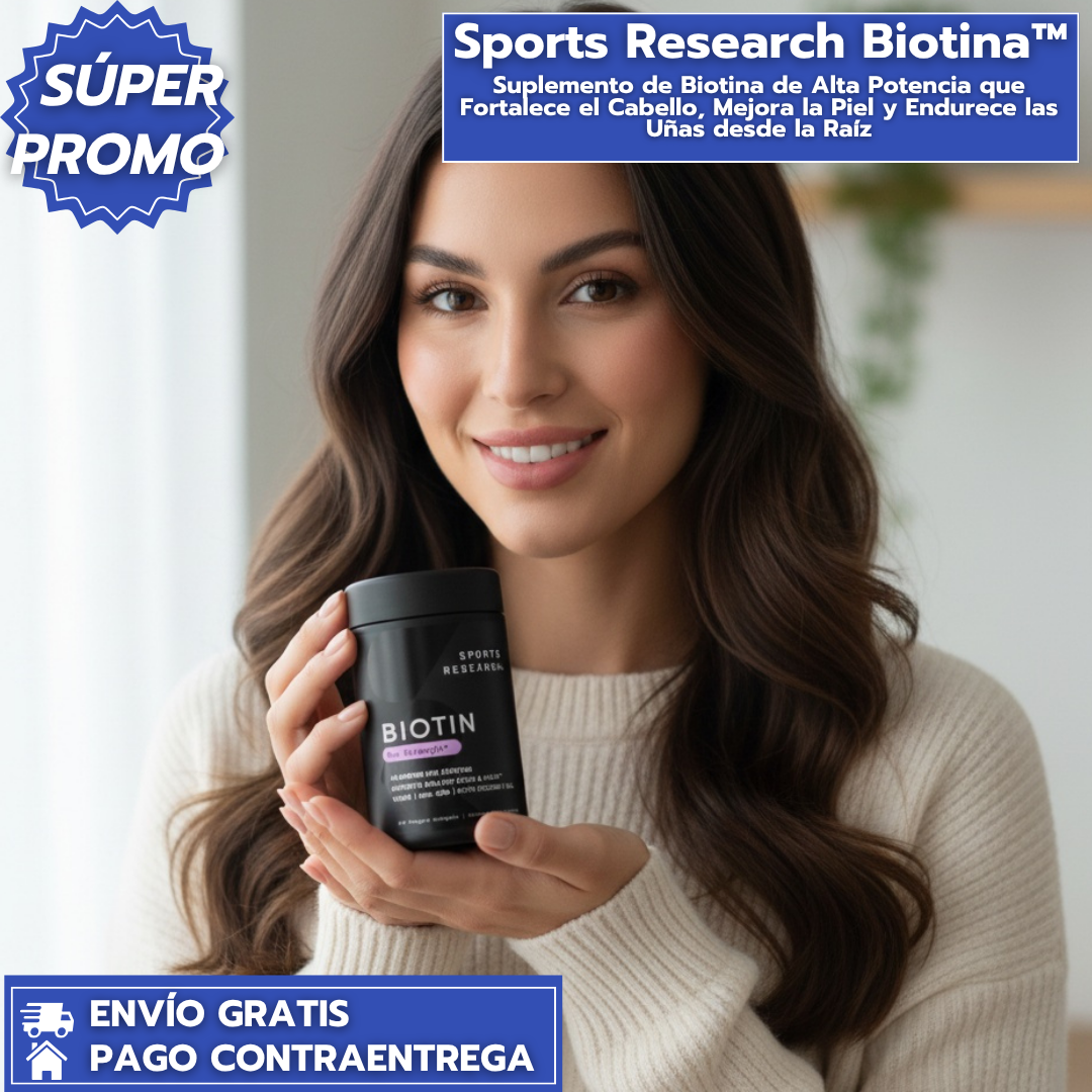 Sports Research Biotina™Suplemento de Biotina de Alta Potencia que Fortalece el Cabello, Mejora la Piel y Endurece las Uñas desde la Raíz