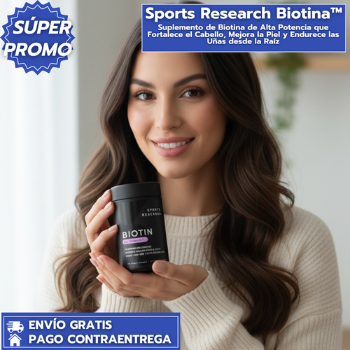 Sports Research Biotina™Suplemento de Biotina de Alta Potencia que Fortalece el Cabello, Mejora la Piel y Endurece las Uñas desde la Raíz