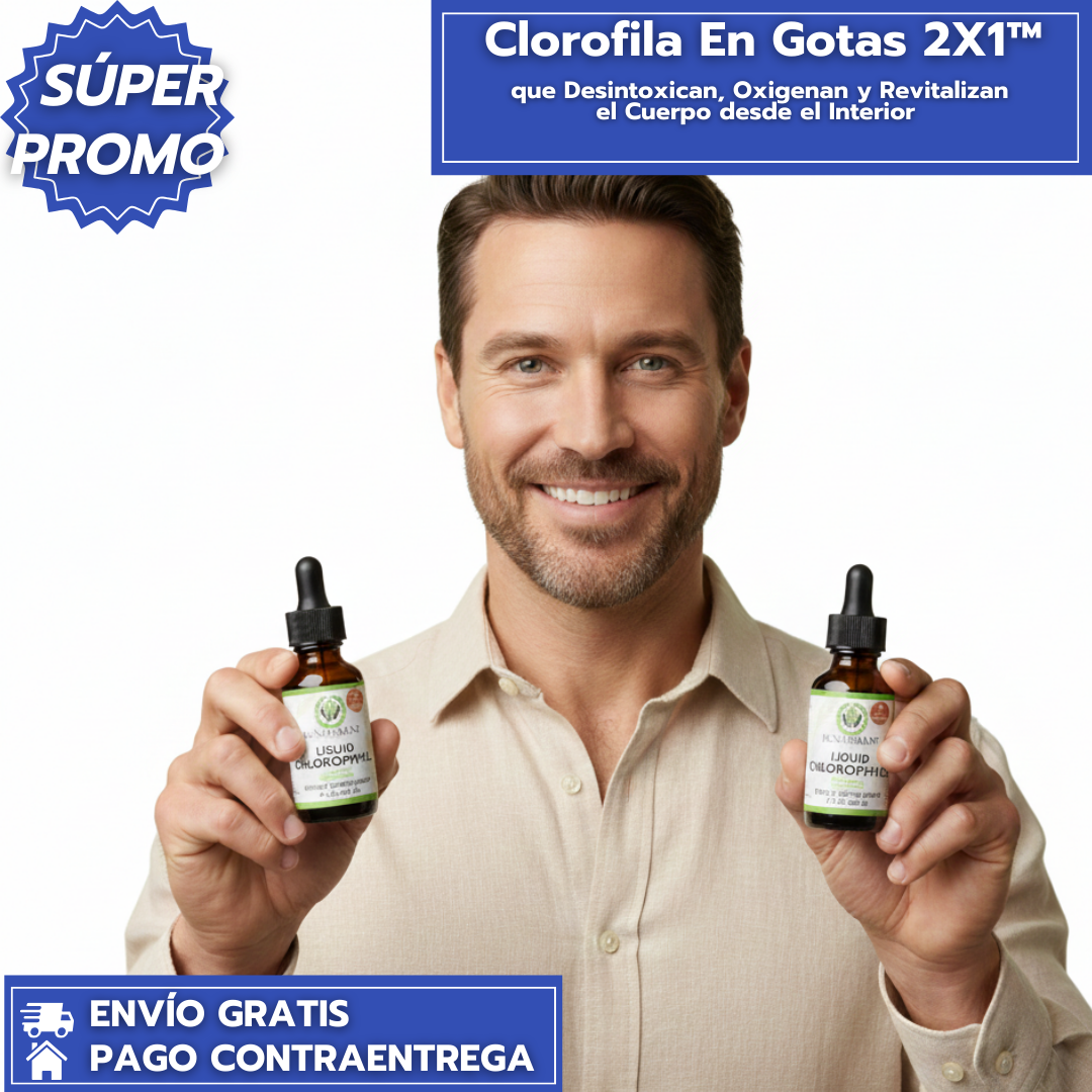 Clorofila En Gotas 2X1™: Desintoxican, Oxigenan y Revitalizan el Cuerpo desde el Interior