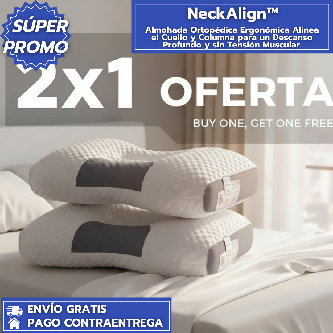 NeckAlign: Almohada Ortopédica Ergonómica Alinea el Cuello y Columna para un Descanso Profundo y sin Tensión Muscular.