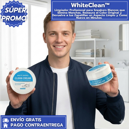 OFERTA:WhiteClean2X1™: Limpiador Profesional para Sneakers Blancos que Elimina Manchas y Restaura el Color Original