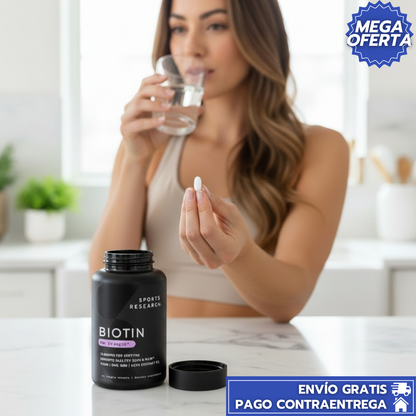 Sports Research Biotina™Suplemento de Biotina de Alta Potencia que Fortalece el Cabello, Mejora la Piel y Endurece las Uñas desde la Raíz