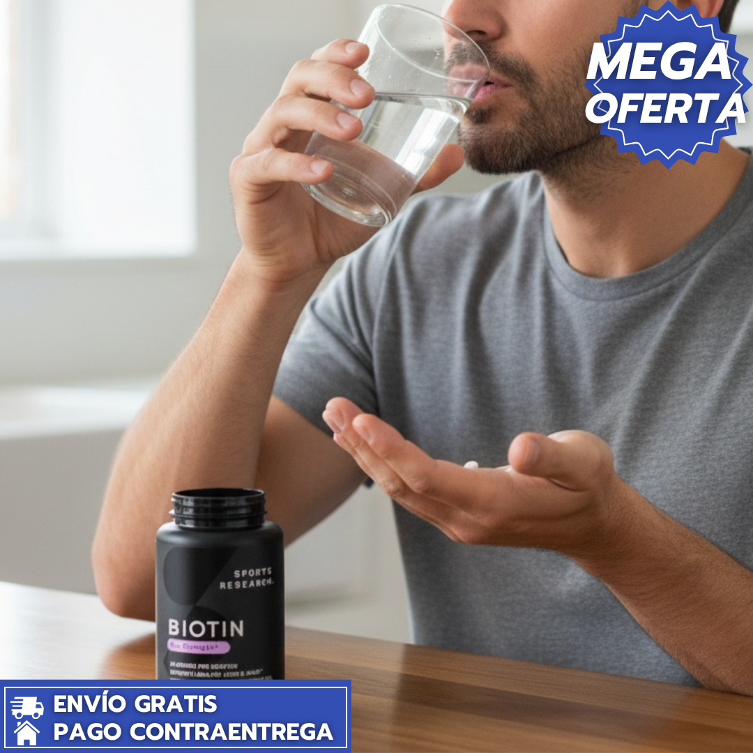 Sports Research Biotina™Suplemento de Biotina de Alta Potencia que Fortalece el Cabello, Mejora la Piel y Endurece las Uñas desde la Raíz