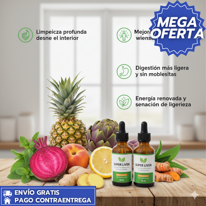 Detox Super Liver X2™:Gotas Detox que Limpian el Hígado y Mejoran la Digestión