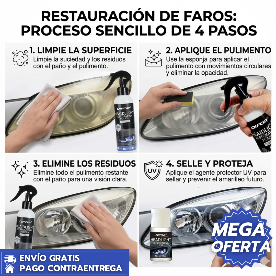 CrystalFix™: Restaurador Líquido para Faros Oxidados y Amarillentos, que Devuelve Claridad y Brillo Profesional