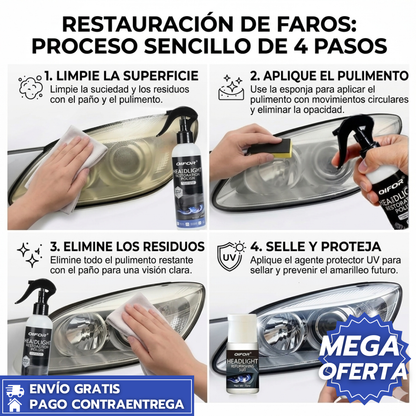 CrystalFix™: Restaurador Líquido para Faros Oxidados y Amarillentos, que Devuelve Claridad y Brillo Profesional