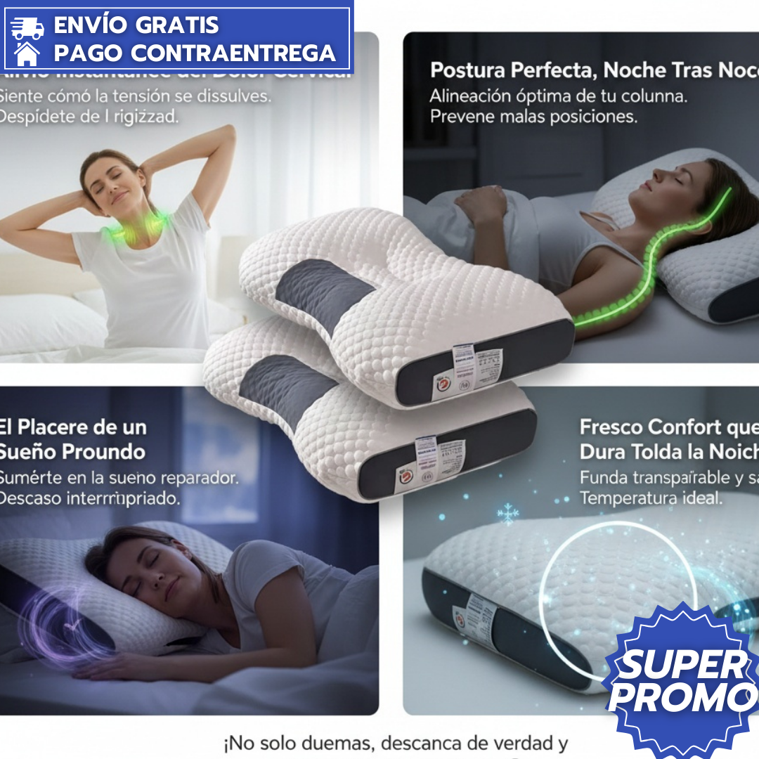 NeckAlign: Almohada Ortopédica Ergonómica Alinea el Cuello y Columna para un Descanso Profundo y sin Tensión Muscular.