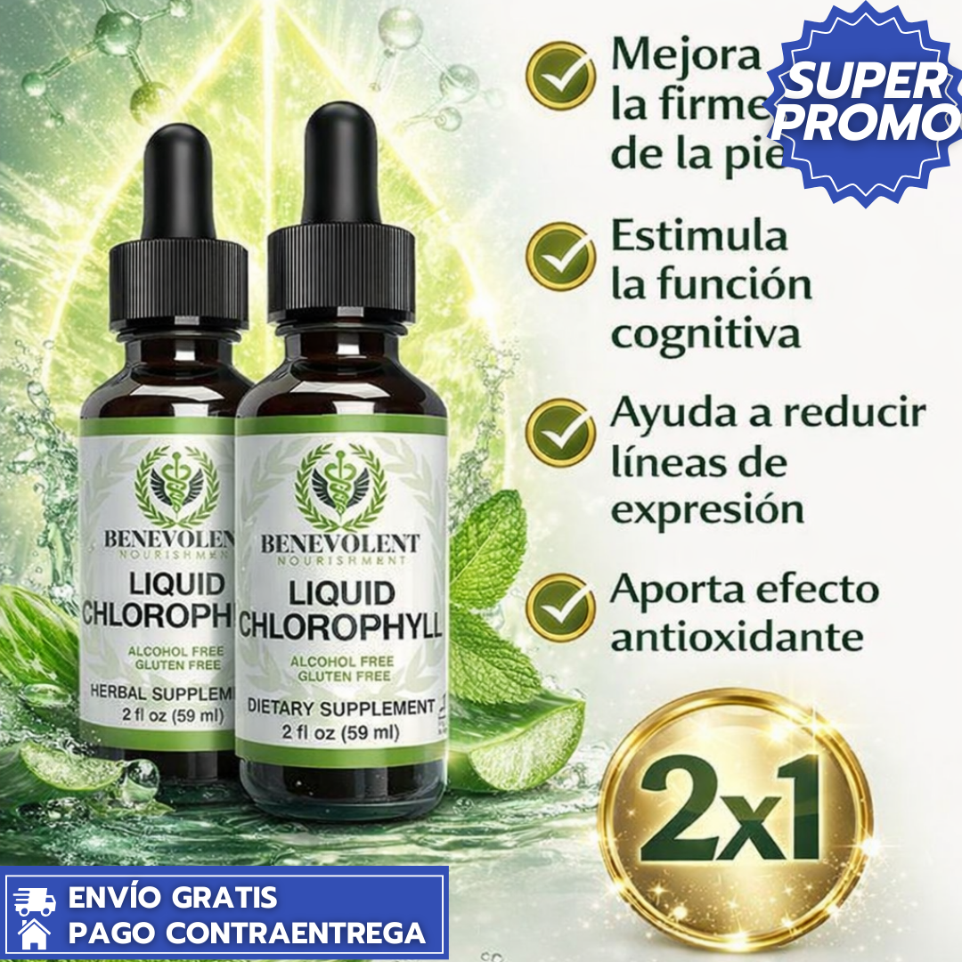 Clorofila En Gotas 2X1™: Desintoxican, Oxigenan y Revitalizan el Cuerpo desde el Interior